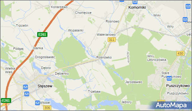 mapa Rosnówko gmina Komorniki, Rosnówko gmina Komorniki na mapie Targeo