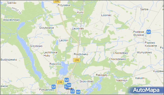 mapa Roszkowo gmina Skoki, Roszkowo gmina Skoki na mapie Targeo