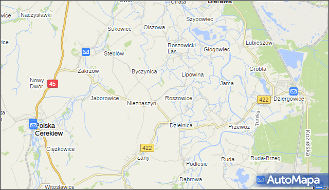 mapa Roszowice, Roszowice na mapie Targeo