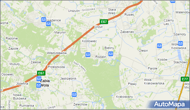 mapa Rozalin gmina Nadarzyn, Rozalin gmina Nadarzyn na mapie Targeo