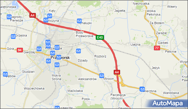 mapa Rozbórz, Rozbórz na mapie Targeo