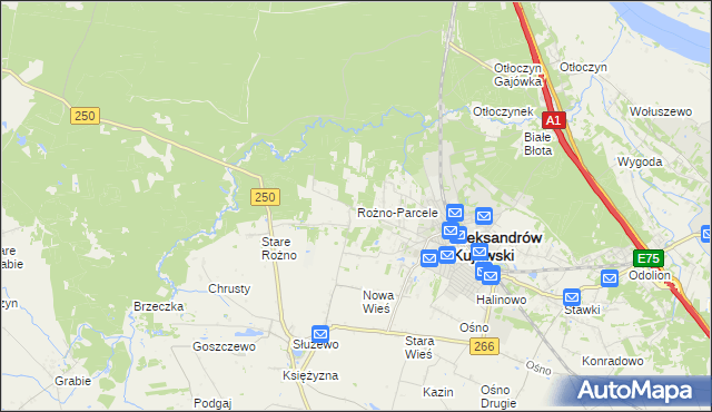 mapa Rożno-Parcele, Rożno-Parcele na mapie Targeo