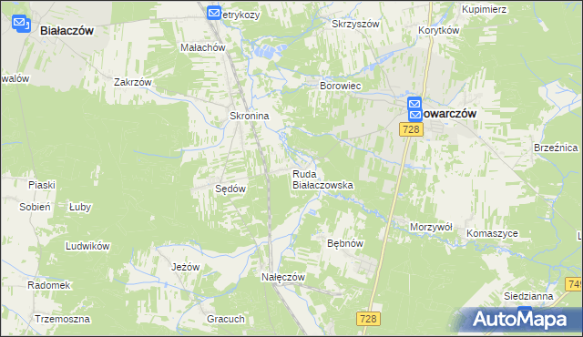 mapa Ruda Białaczowska, Ruda Białaczowska na mapie Targeo