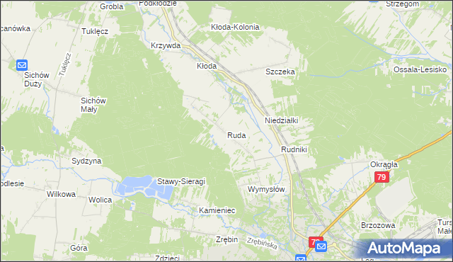 mapa Ruda gmina Rytwiany, Ruda gmina Rytwiany na mapie Targeo