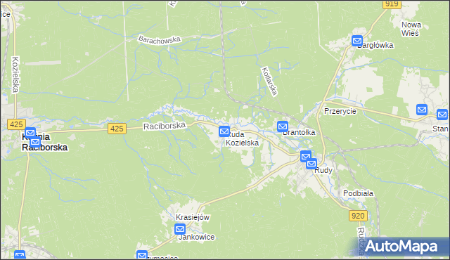 mapa Ruda Kozielska, Ruda Kozielska na mapie Targeo