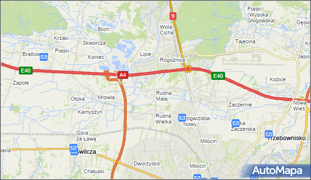 mapa Rudna Mała gmina Głogów Małopolski, Rudna Mała gmina Głogów Małopolski na mapie Targeo