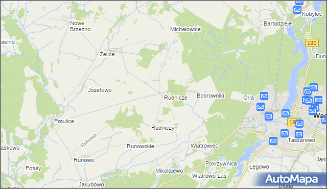 mapa Rudnicze gmina Wągrowiec, Rudnicze gmina Wągrowiec na mapie Targeo