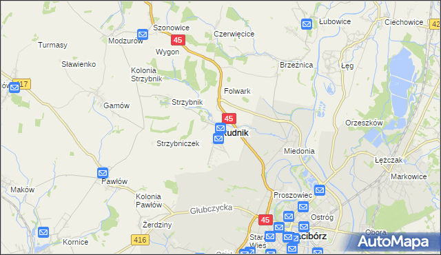 mapa Rudnik powiat raciborski, Rudnik powiat raciborski na mapie Targeo