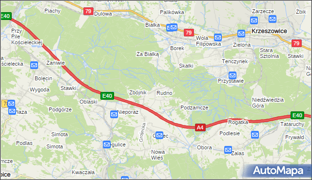 mapa Rudno gmina Krzeszowice, Rudno gmina Krzeszowice na mapie Targeo