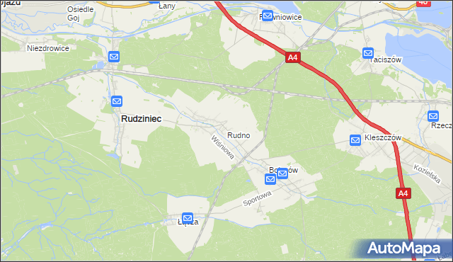 mapa Rudno gmina Rudziniec, Rudno gmina Rudziniec na mapie Targeo