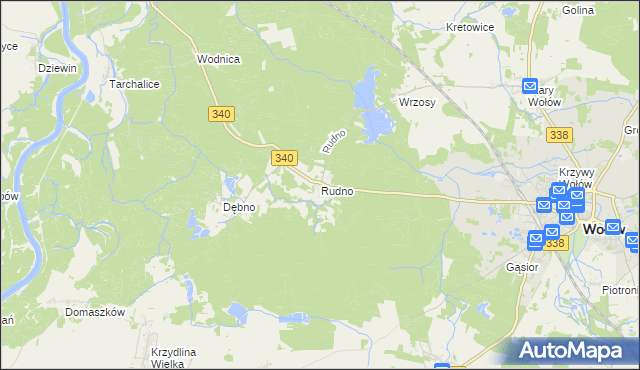 mapa Rudno gmina Wołów, Rudno gmina Wołów na mapie Targeo