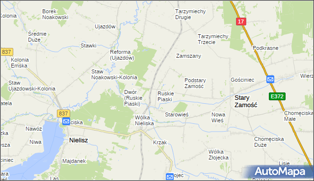 mapa Ruskie Piaski, Ruskie Piaski na mapie Targeo