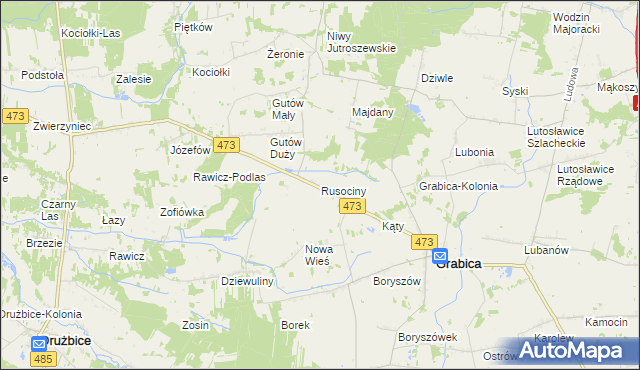 mapa Rusociny, Rusociny na mapie Targeo