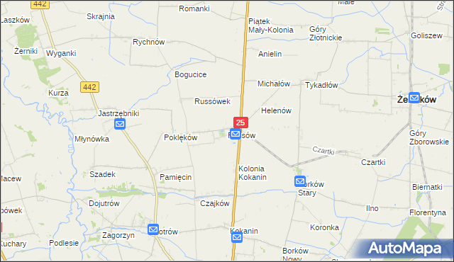 mapa Russów, Russów na mapie Targeo