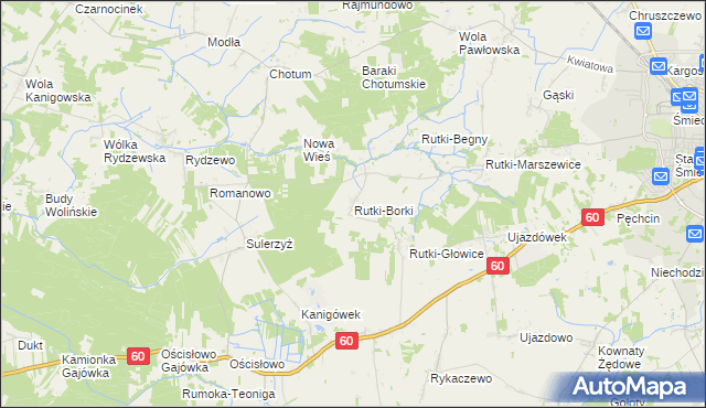 mapa Rutki-Borki, Rutki-Borki na mapie Targeo