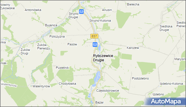 mapa Rybczewice Drugie, Rybczewice Drugie na mapie Targeo