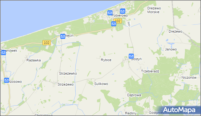 mapa Rybice, Rybice na mapie Targeo