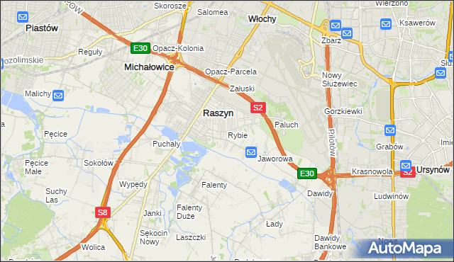 mapa Rybie gmina Raszyn, Rybie gmina Raszyn na mapie Targeo