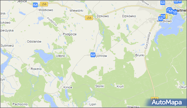 mapa Rychnów gmina Barlinek, Rychnów gmina Barlinek na mapie Targeo