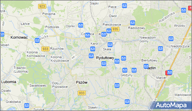 mapa Rydułtowy, Rydułtowy na mapie Targeo