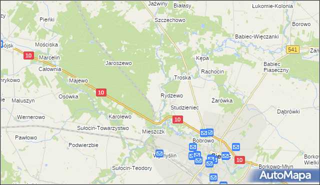 mapa Rydzewo gmina Sierpc, Rydzewo gmina Sierpc na mapie Targeo