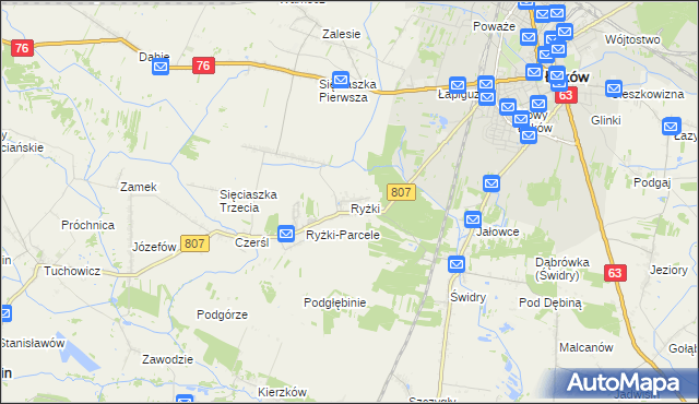 mapa Ryżki, Ryżki na mapie Targeo
