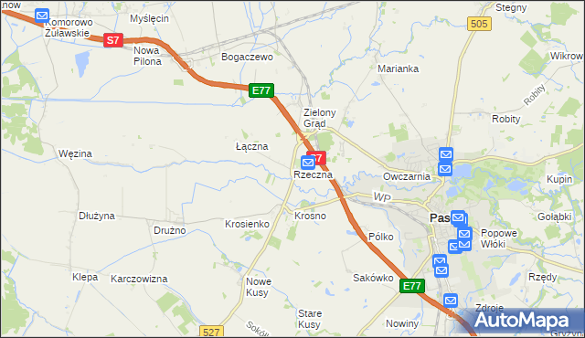 mapa Rzeczna, Rzeczna na mapie Targeo