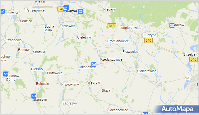 mapa Rzędziszowice, Rzędziszowice na mapie Targeo