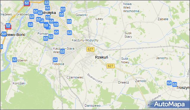 mapa Rzekuń, Rzekuń na mapie Targeo