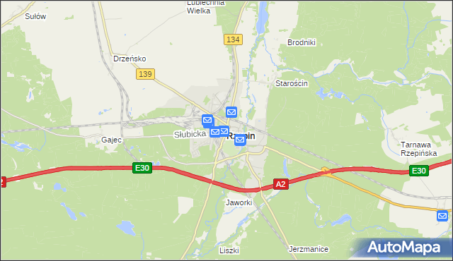 mapa Rzepin, Rzepin na mapie Targeo