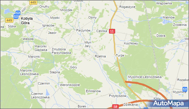 mapa Rzetnia, Rzetnia na mapie Targeo