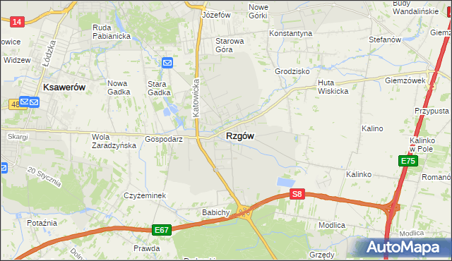 mapa Rzgów powiat łódzki wschodni, Rzgów powiat łódzki wschodni na mapie Targeo