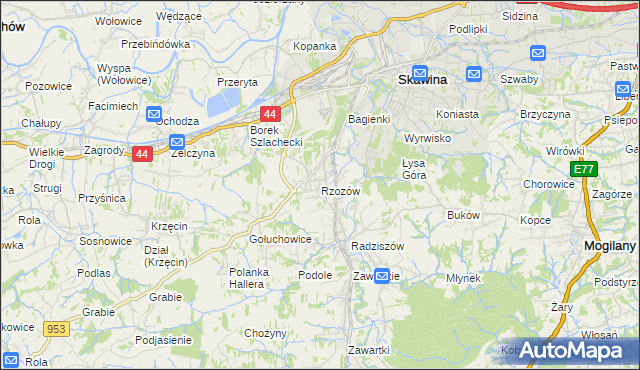 mapa Rzozów, Rzozów na mapie Targeo