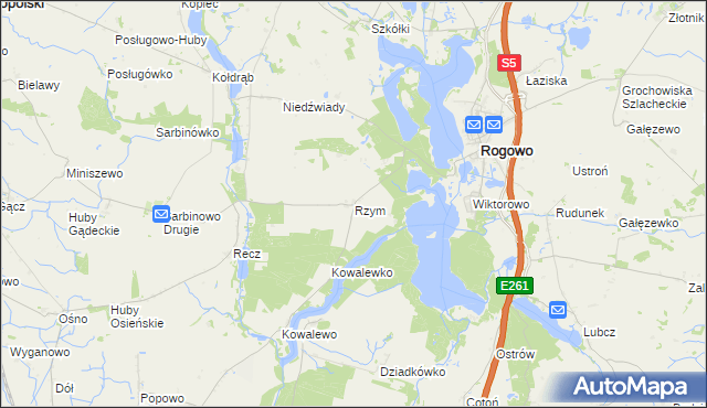 mapa Rzym gmina Rogowo, Rzym gmina Rogowo na mapie Targeo