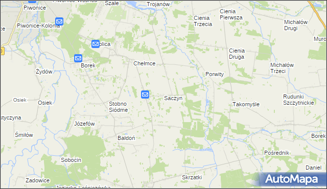 mapa Saczyn, Saczyn na mapie Targeo