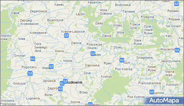 mapa Sadek gmina Jodłownik, Sadek gmina Jodłownik na mapie Targeo