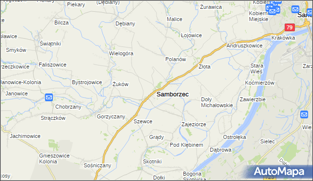 mapa Samborzec, Samborzec na mapie Targeo