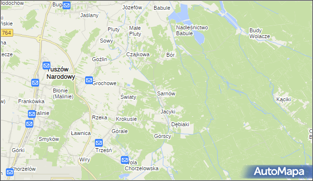 mapa Sarnów gmina Tuszów Narodowy, Sarnów gmina Tuszów Narodowy na mapie Targeo