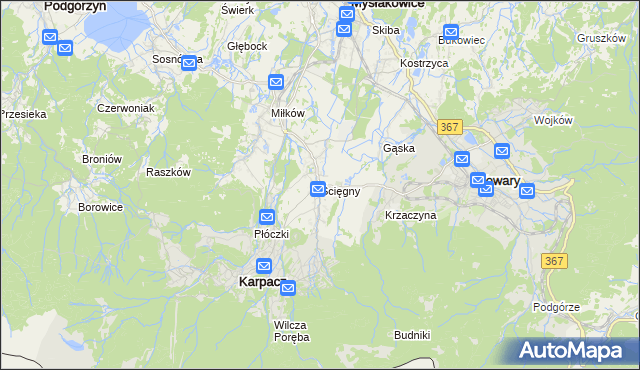 mapa Ściegny, Ściegny na mapie Targeo