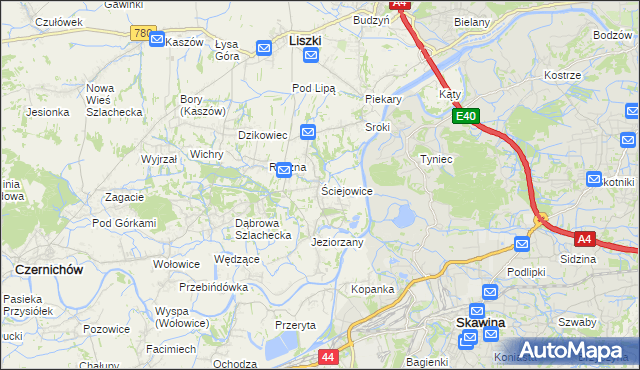 mapa Ściejowice, Ściejowice na mapie Targeo