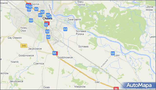 mapa Ścinawa gmina Oława, Ścinawa gmina Oława na mapie Targeo