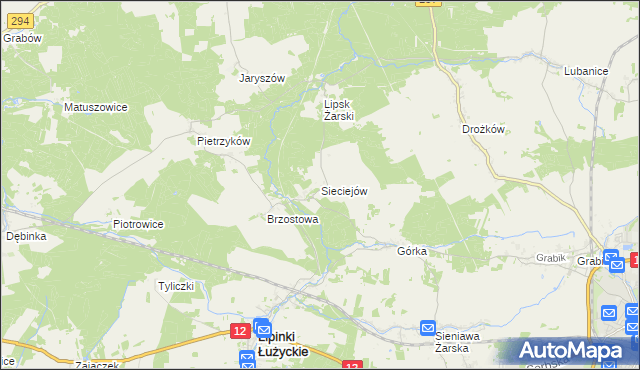 mapa Sieciejów, Sieciejów na mapie Targeo
