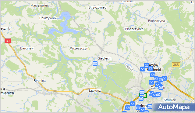 mapa Siedlęcin, Siedlęcin na mapie Targeo