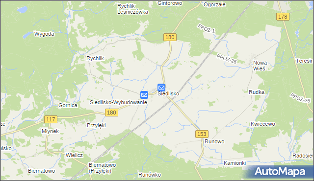 mapa Siedlisko gmina Trzcianka, Siedlisko gmina Trzcianka na mapie Targeo