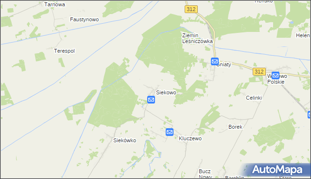 mapa Siekowo, Siekowo na mapie Targeo