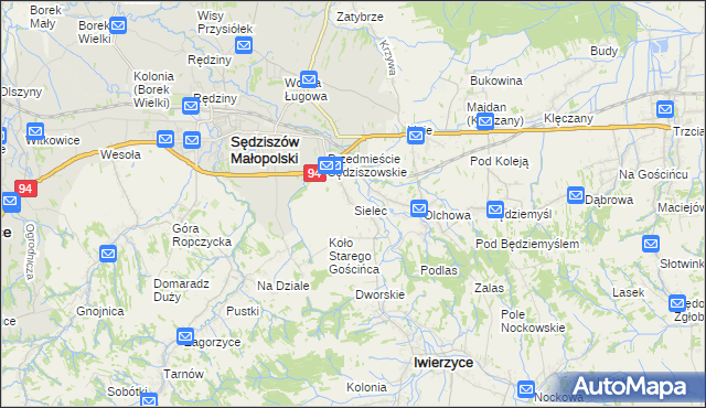 mapa Sielec gmina Iwierzyce, Sielec gmina Iwierzyce na mapie Targeo