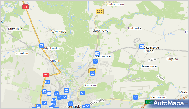 mapa Siemianice gmina Słupsk, Siemianice gmina Słupsk na mapie Targeo