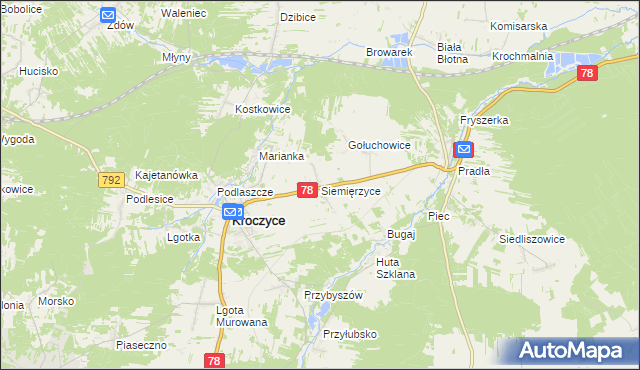 mapa Siemięrzyce, Siemięrzyce na mapie Targeo