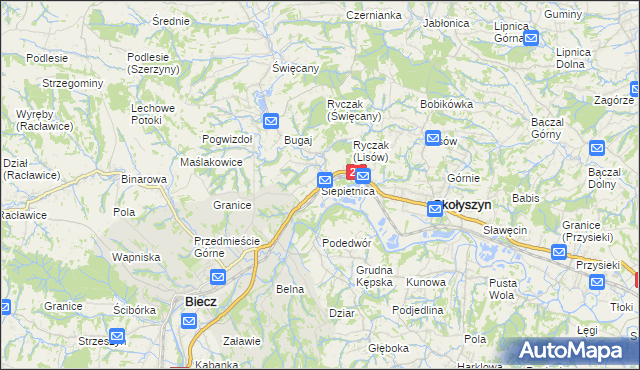 mapa Siepietnica, Siepietnica na mapie Targeo