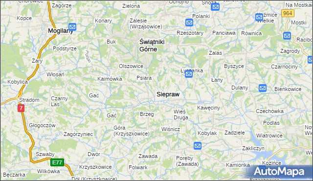 mapa Siepraw, Siepraw na mapie Targeo